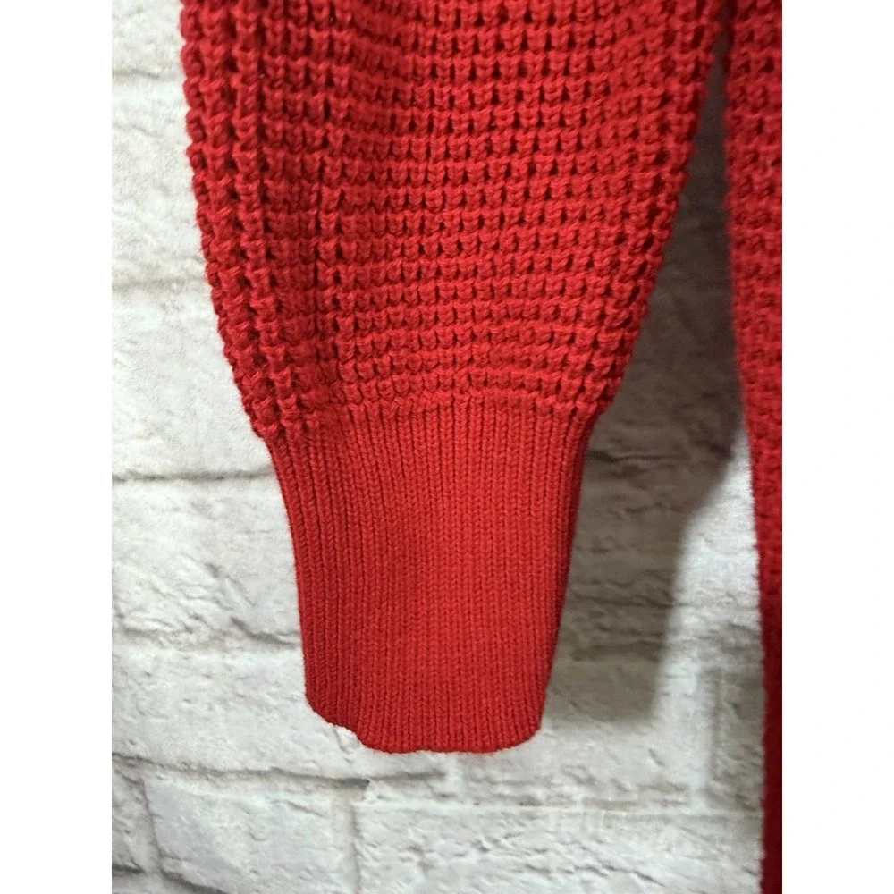 Michael Kors Pullover Sweater M Red Pullover Cowl Neck Waffle Knit Oversized
